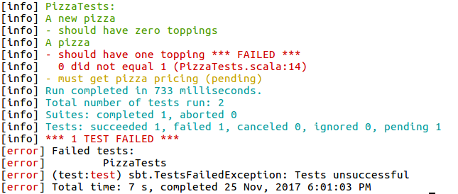 Test Output For Test Driven Development