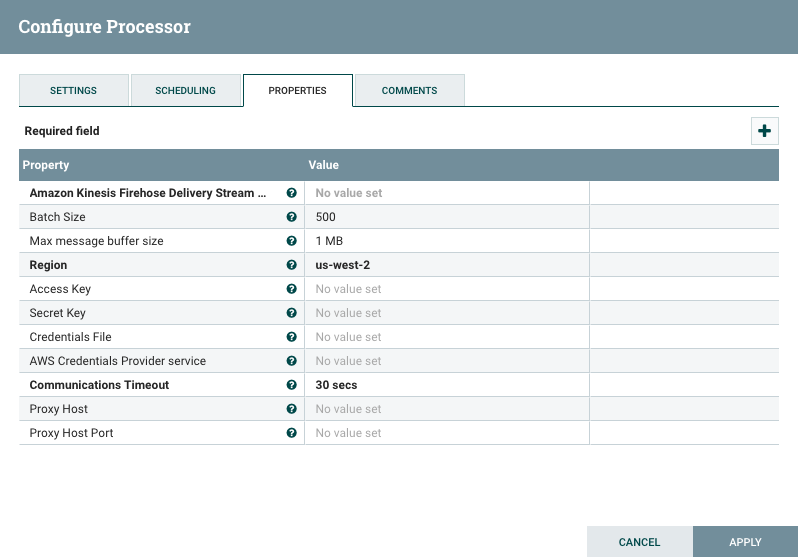 Configuring Processor For Data Integration Using Apache NiFi to Amazon RedShift with Amazon Kinesis Firehose Stream